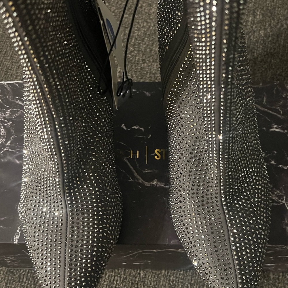 Glittering Silver Ankle Boots